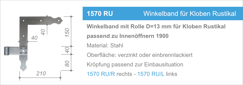 1570 RU Winkelband für Kloben Rustikal